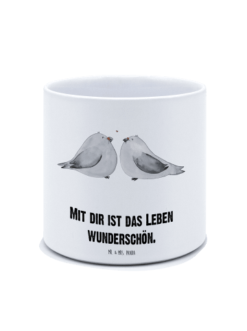 Mr. & Mrs. Panda Pflanzkübel Groß Turteltauben Liebe mit Spruch in Weiß