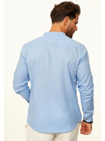 behype Langarmhemd - aus Leinen im Regular-Fit Sommerhemd in Hellblau