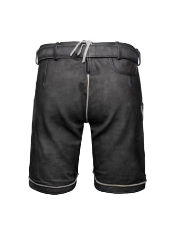 KRÜGER Lederhose Kuno mit Gürtel in dunkelgrau