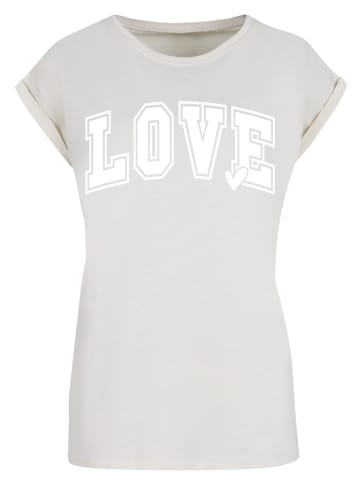 F4NT4STIC Extended Shoulder T-Shirt Love University Valentinstag Herz in Whitesand