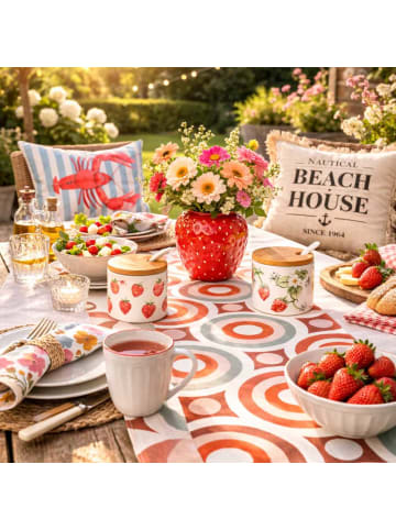 AltoBelli Tischläufer RETRO Kreise Terrakotta & Rosé