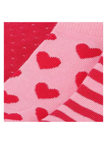 Yuhu Mädchen Sneaker-Socken 6er Pack Herzen Punkte Sterne in Rot
