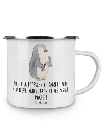 Mr. & Mrs. Panda Kaffeebecher Friseur Wunder mit Spruch in Weiß