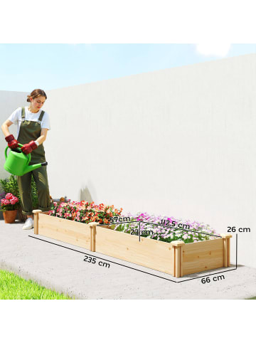 Outsunny Hochbeet,235cm x 66cm x 26cm,natur