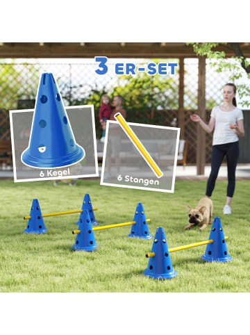 Pawhut Hunde 6-teiliges Agility Blau Kunststoff