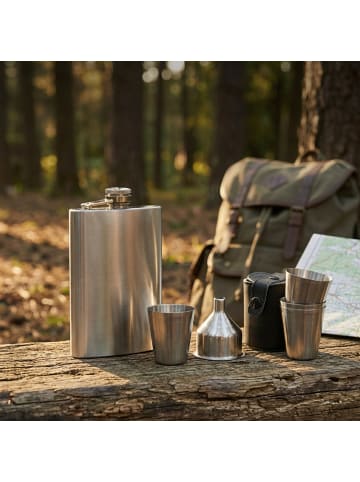 relaxdays 14 x Flachmann Set in Silber
