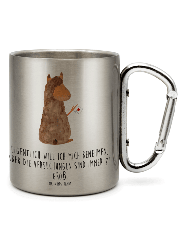 Mr. & Mrs. Panda Kaffeetasse Alpaka Fahne mit Spruch in Silber