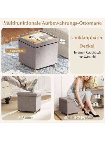 COSTWAY Sitzhocker mit Stauraum 45 cm in Taupe