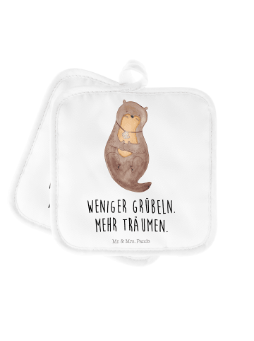 Mr. & Mrs. Panda Topfuntersetzer Otter Muschel mit Spruch in Weiß