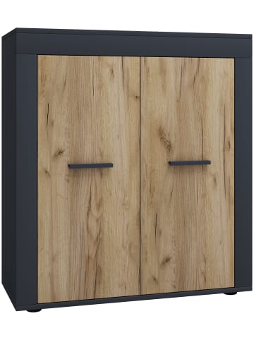 VCM Holz Kommode Sideboard Anrichte Usilo 2 Drehtüren in Anthrazit / Honig-Eiche