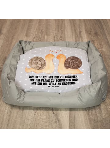 Mr. & Mrs. Panda Hundebett Schnecken Liebe mit Spruch in Grau Pastell