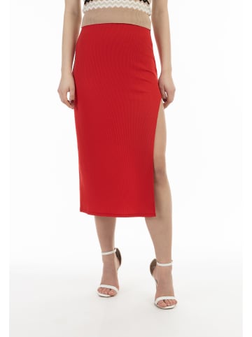 faina Damen Midirock Aus Strick in Rot