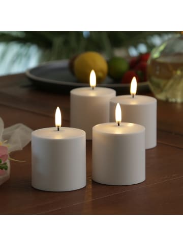 Uyuni 4x LED Kerzen aufladbar Timer für Außen 6,8x6,8cm in weiß
