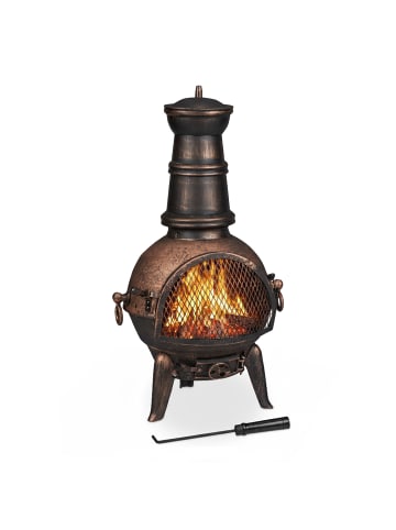 relaxdays Terrassenofen in Bronze - (B)46x (H)86 x (T)38 cm
