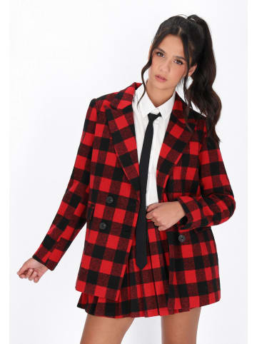 myMo ROCKS Women Blazer in black red check