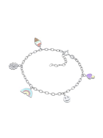 Elli Armband 925 Sterling Silber Blume, Fliegenpilz, mit Smiling Face, Regenbogen, Smiling Face in Silber