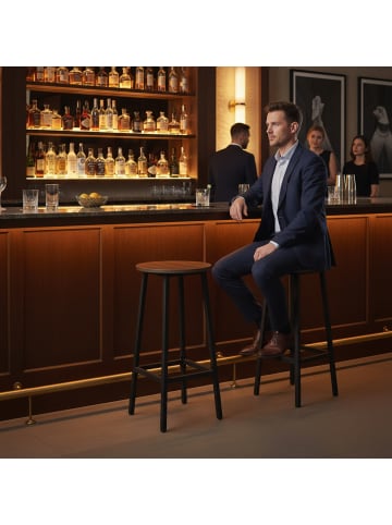 relaxdays 2x Barhocker in Braun/ Schwarz - (H)65 x Ø 32 cm