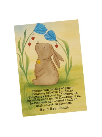 Mr. & Mrs. Panda Postkarte Hase Blume Design mit Spruch in Weiß
