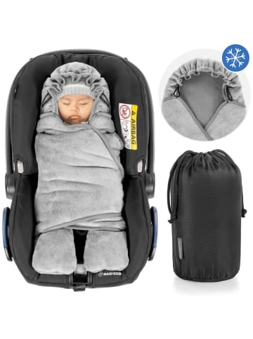 Zamboo Einschlagdecke mit Füßen für Babyschale und in grau
