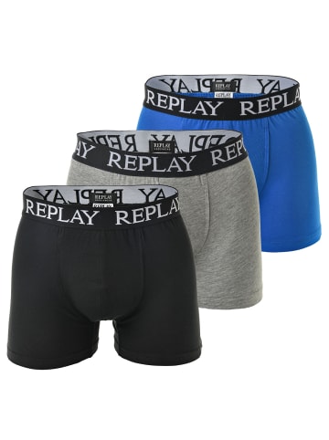 Replay Boxershort 3er Pack in Schwarz/Grau/Blau