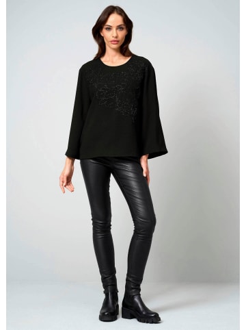 Alba Moda Bluse mit Perlenmotiv in schwarz