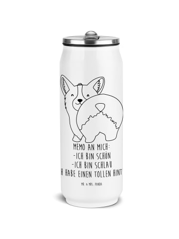 Mr. & Mrs. Panda Getränkedosen Trinkflasche Corgi Po mit Spruch in Weiß