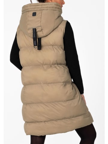 Timezone Puffer-Weste lang Kapuze wasserabweisend ultraleicht in Beige