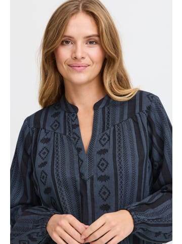 Pulz Kurzarm-Bluse PZTIONA Loose fit in Dark Sapphire Strip