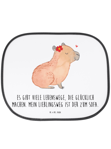 Mr. & Mrs. Panda autofenster sonnenschutz Capybara Blume mit Spruch in Weiß