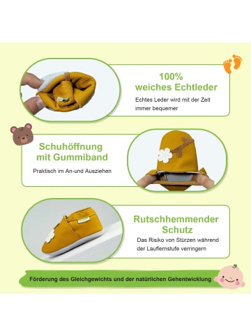 Sayoyo Baby Krabbelschuhe aus Leder, weiche Lauflernschuhe mit rutschfester Sohle 