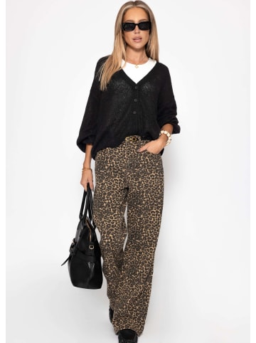 SASSYCLASSY Feinstrick Cardigan mit V-Ausschnitt in Schwarz