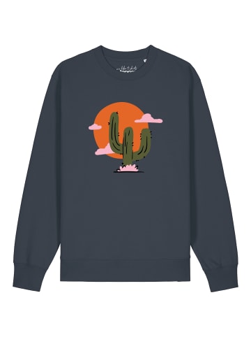 wat? Apparel Sweatshirt Kaktus im Sonnenuntergang in India Ink Grey