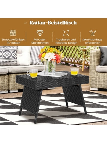 COSTWAY Gartentisch 60x40x40cm in Schwarz