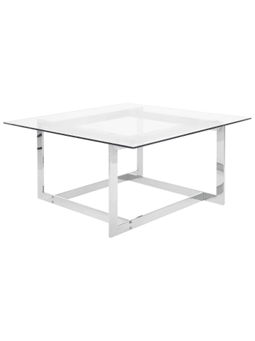 Beliani Couchtisch CRYSTAL in Silber/Transparent - (W) 80 x (H) 40 x (L) 80 cm