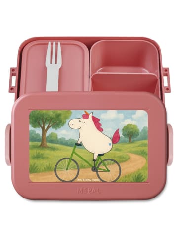 Mr. & Mrs. Panda Snackbox Einhorn Radfahrer Design ohne Spruch in Rot Pastell