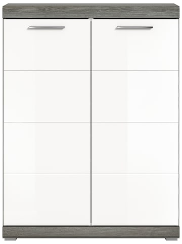 xonox.home Schuhschrank  (B/H/T: 90x120x37 cm) in Rauchsilber und weiß Hochglanz