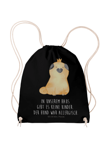 Mr. & Mrs. Panda baumwoll turnbeutel Mops Krone mit Spruch in Schwarz