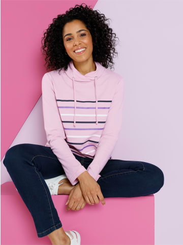 Sieh an! Rollkragenshirt in rosé-marine-gestreift