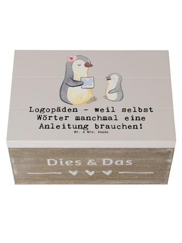 Mr. & Mrs. Panda Geschenkdose Logopädin Helden mit Spruch in Grau Pastell