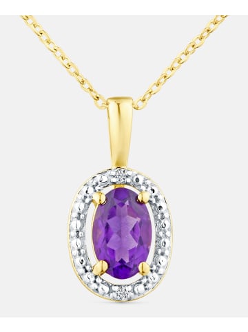 Diamant L'éternel Kette mit Anhänger, mit Amethyst, 375 Gelbgold