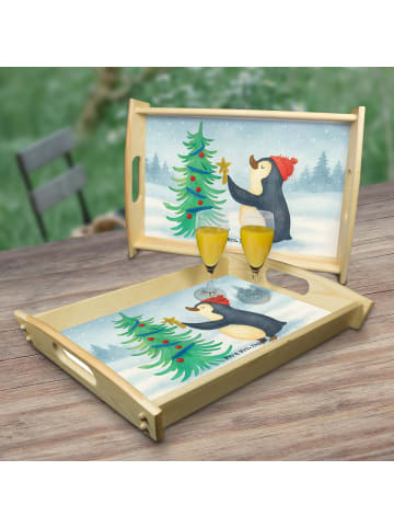 Mr. & Mrs. Panda Servier Tablett Pinguin Weihnachtsbaum Design o... in Weiß