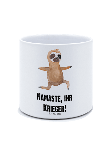 Mr. & Mrs. Panda XL Blumentopf Faultier Yoga mit Spruch in Weiß