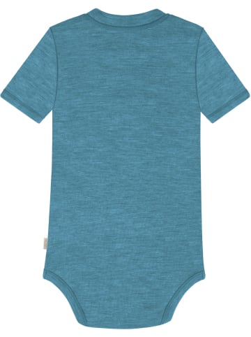 Normani Outdoor Sports Baby Kurzarm Body - 100% Bio-Merinowolle in Blau