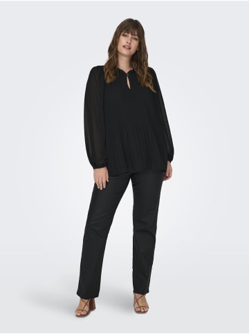 ONLY Carmakoma Bluse Rundhals Langarm elastische Bündchen in Dunkelgrau