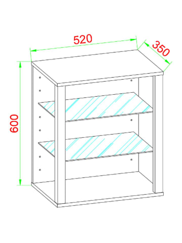 ebuy24 Vitrinenschrank Glasol 5 Weiß 52 x 35 cm