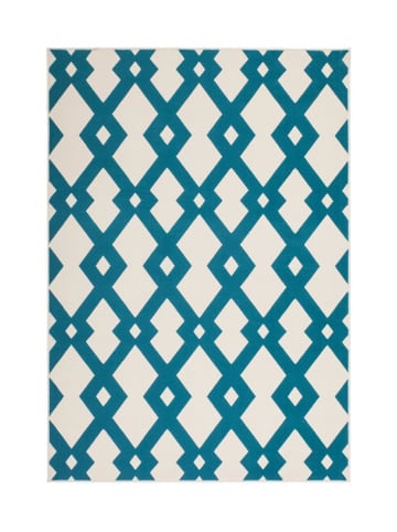 Kayoom Kurzflor Teppich Now in elfenbein - türkis - rechteckig