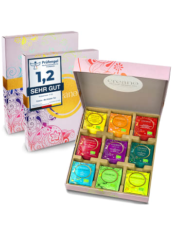 Creano 2er Set GESCHENK-BOX "Kräuter-Früchte -TEE" BIO 45 Teebeutel in 9 Sorten