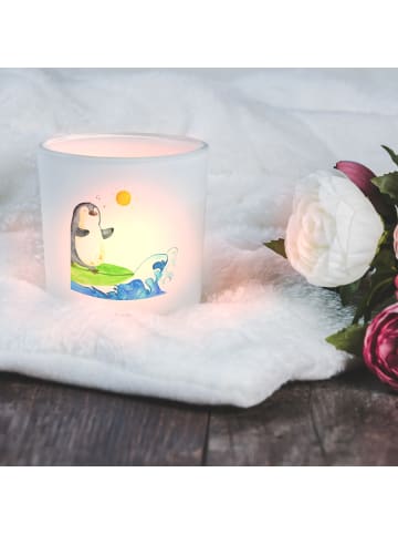Mr. & Mrs. Panda Kerzenhalter Pinguin Surfer ohne Spruch in Transparent