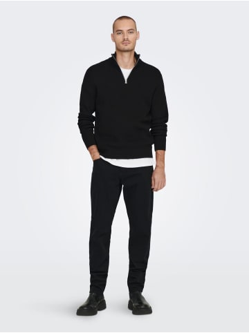 Only&Sons Freizeit Pullover ONSPHIL Polo Strick Sweater in Schwarz-2