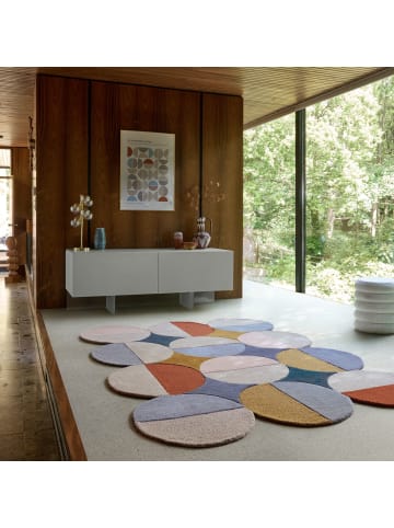 KADIMA DESIGN Wollteppich Kreis Wellenform, Wohnzimmer in Multicolor